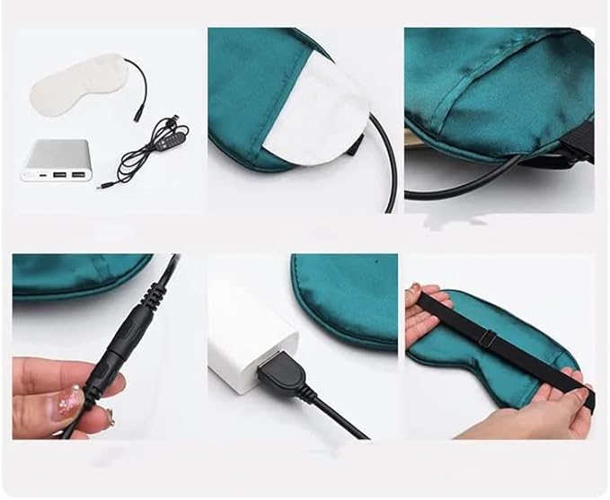 Heated Eye Mask, USB Eye Mask for Dry Eyes with Temperature & Timer Control, Warm Eye Compress Heating Pad for Sleep, Dry Eyes, Dark Circles, Puffy Eyes (Black cat)