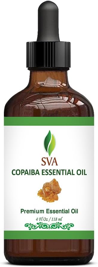 SVA Copaiba Essential Oil – 4 Fl Oz – 100% Natural Copaiba Oil - for Diffuser, Hair Care, Face, Skin Care, Aromatherapy, Scalp and Body Massage, Soap and Candle Making – with Dropper