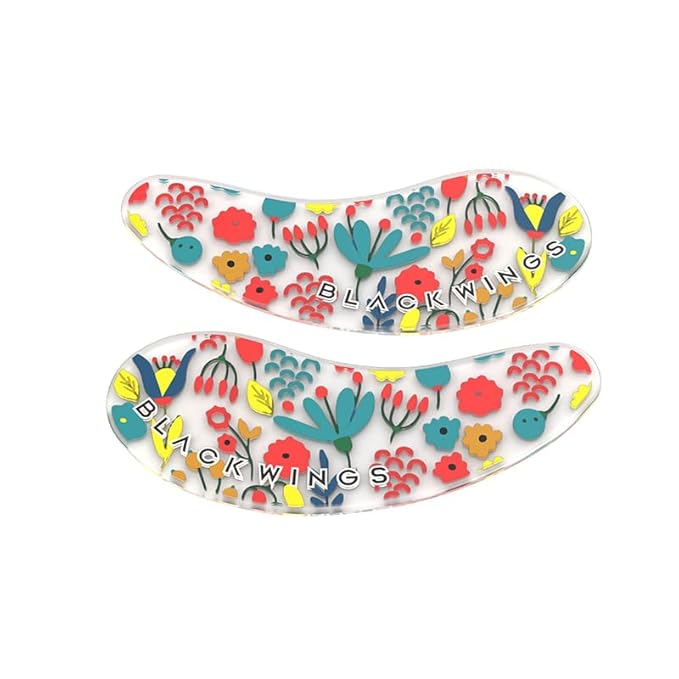 Black Wings 6 Pairs Silicone Eye Patches with Self-Adhesive Design - Cute Bear & Rabbit Inspired Eye Care Patches (numerous flowers 6 pairs)