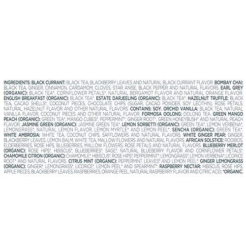 Tea Forte Tea Tasting Assortment Tea Chest 40 Count Organic Blends Individually Wrapped Handcrafted Pyramid Infuser Tea Bags