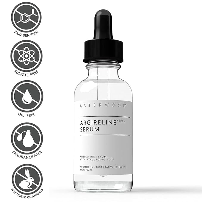 Asterwood Argireline Peptide Serum 1 oz + Hyaluronic Acid Cleansing Face Soap 3.5 oz