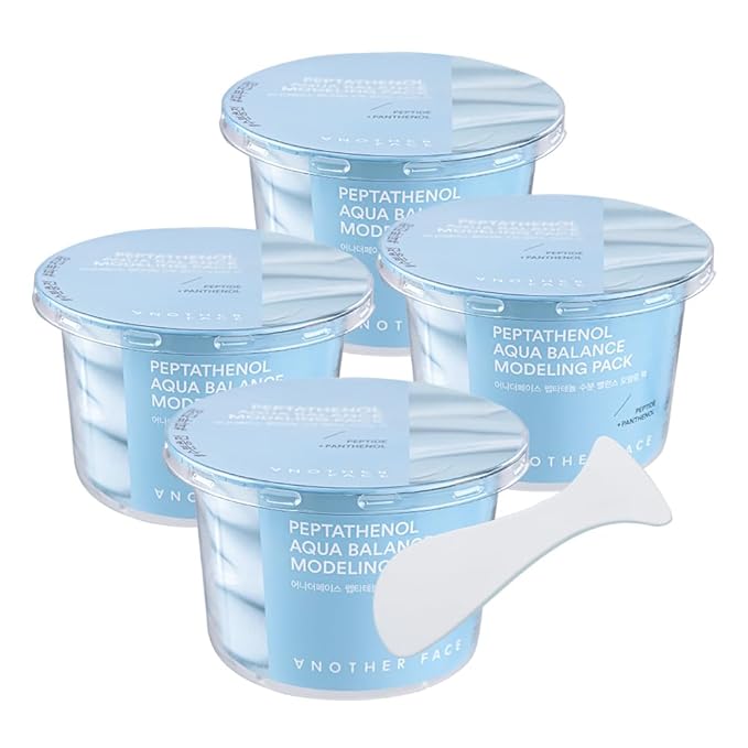 ANOTHERFACE PEPTATHENOL™ Aqua Balance Modeling Pack, Deep Hydrating & Cooling Jelly Mask, Intensive Calming & Soothing, Smooth Skin Texture, Home Spa Kit, Korean Skin Care, 4 cups in 1 Pack, Vegan