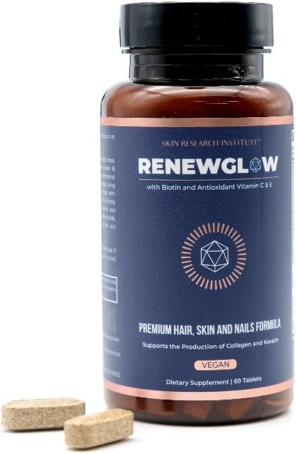 Renewglow Hair Supplement, Proven to Promote Healthy Hair Growth Supports Thicker, Fuller Hair and Healthier Skin, Ages 35 and Up, 2-Pack