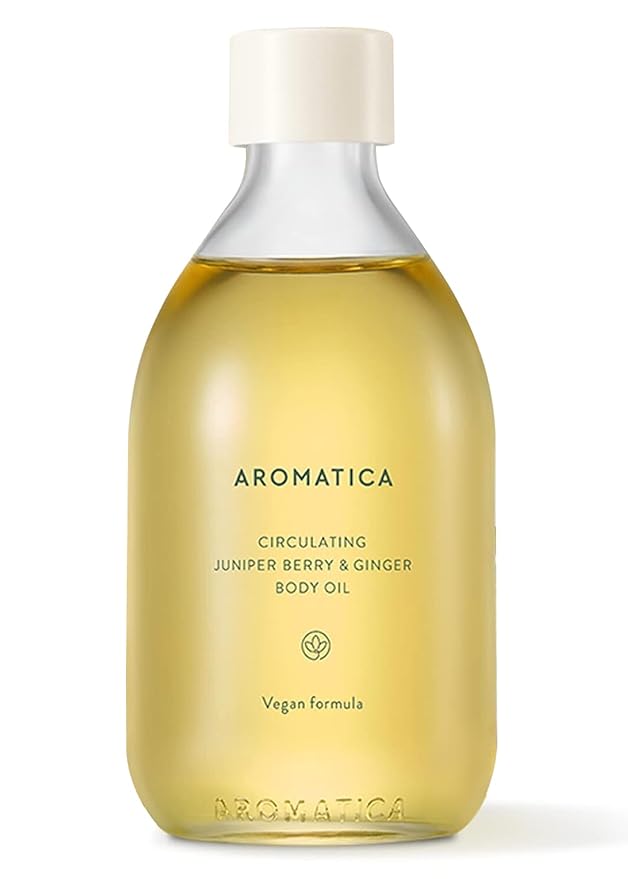 AROMATICA Circulating Body Oil Juniper Berry & Ginger -3.38 fl. oz. - Aromatherapy Massage Oil - Vegan Essential and Non Toxic Body Oil - After Shower Body Oil for Women