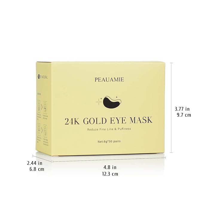Under Eye Patchs 24k Gold Eye Mask and Hyaluronic Acid and Rose for Dark Circles and Puffiness Wrinkle Eye Bags 30 Pairs