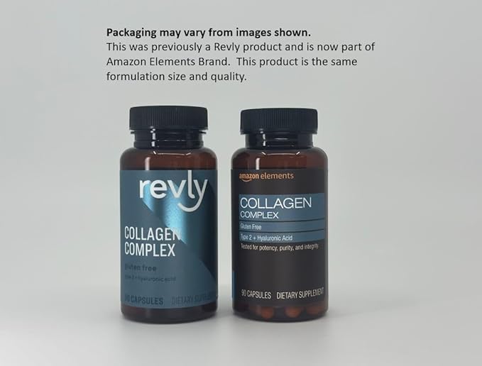 Amazon Elements Collagen Complex with Hyaluronic Acid, 90 Capsules, 3 Month Supply
