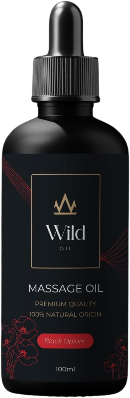 Black Opium Luxurious Lavender Massage Oil Mineral, Grape Seed, Jojoba & Lavender Skin Moisturization Hair Nourishment Hydration, Elasticity, Vegan & Natural (100ml)