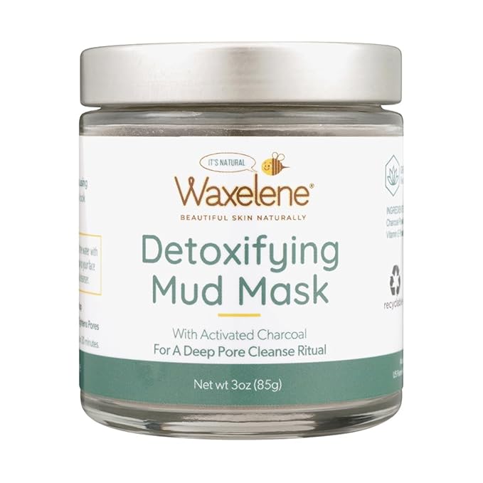 Waxelene Detoxifying Mud Mask Dry Blend - Deep Pore Cleanse Ritual Eczema Acne Oily Sensitive Skin Activated Charcoal Bentonite Dead Sea Clay