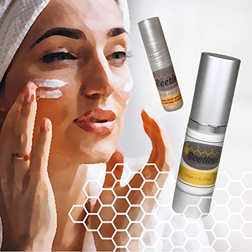 2 Beetinols Anti aging serums (15ml bottle & 5ml Roller Ball applicator) - Day/Night Eye & Face Serum : Bee Venom, Retinol, Peptides, Hyaluronic Acid, Vitamin C & K