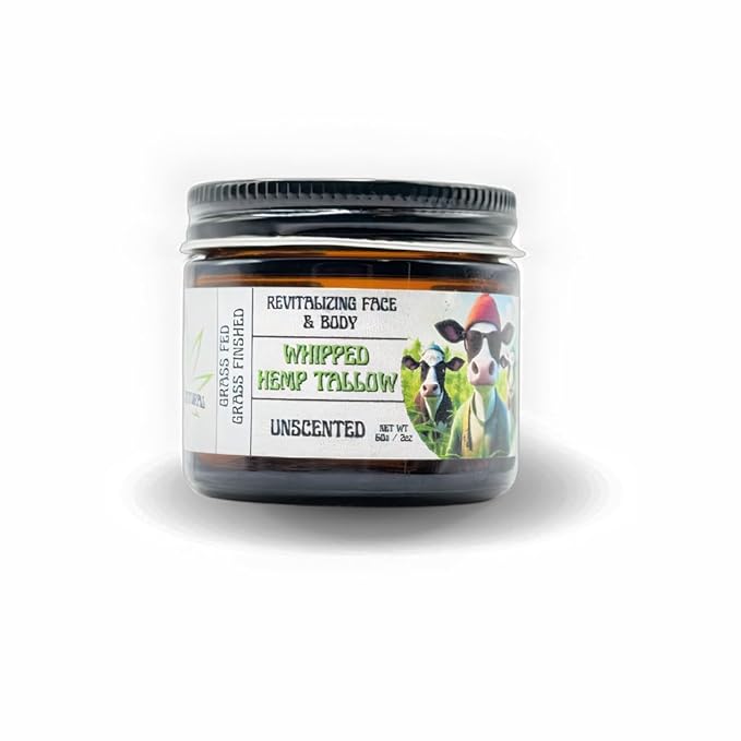 Unscented Whipped Hemp Tallow Balm – Grass-Fed & Grass-Finished Tallow Moisturizer with Organic Hempseed & Coconut Oil – Deep Hydration for Dry, Sensitive Skin – Fragrance-Free & All-Natural