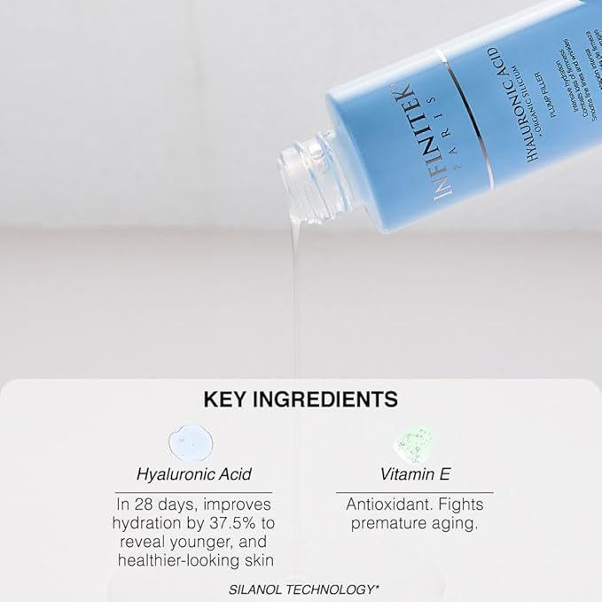 Infinitek Paris Skin Care Organic Facial Hyaluronic Acid Serum - 1 Fl Oz, Hydrating Face Serum - Premium Anti-Aging Moisturizer Hyaluronic Acid with Organic Silicon for Radiant Skin