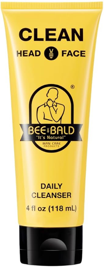 Bee Bald CLEAN Daily Head & Face Cleanser, Refreshes and Thoroughly Washes, Premium Bald Head Care for Men and Women, 4 fl Oz