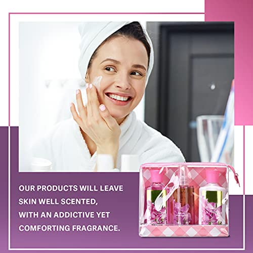 Bath & Body Care Travel Set Pea Flower Scent Home Spa Set with Body Lotion, Shower Gel and Fragrance Mist