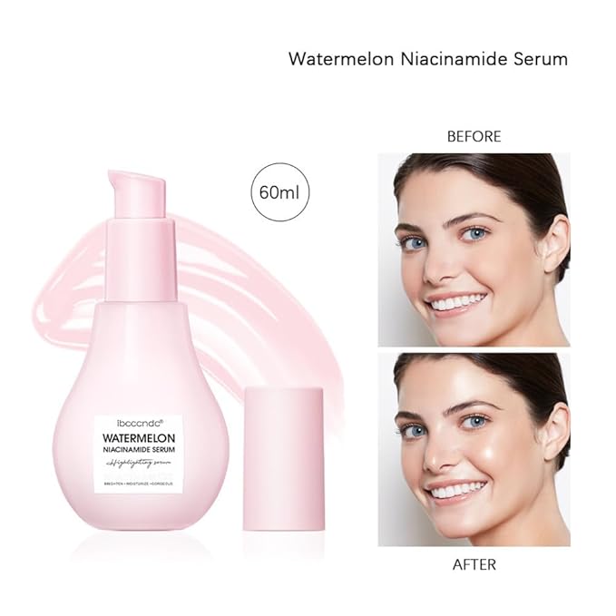 Watermelon Niacinamide Moisturize Serum, Highlighting Serum, Hydrating with Hyaluronic Acid, Glycerin and Vitamin E, Lightweight Facial Serum & Priming Liquid Highlighter