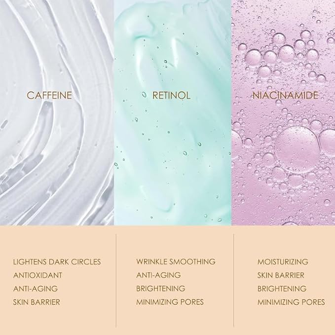 5% Caffeine Eye Serum & Cream for Dark Circles, Puffy Eyes, and Eye Bags - Under Eye Treatment for Women & Men - with 360° Massage Roller – Eye Cream for Reducing Puffiness and Dark Circles