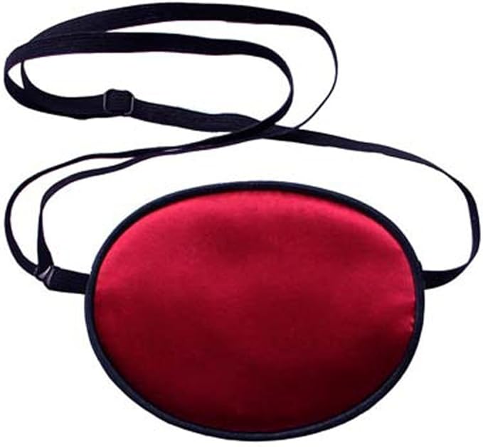 Soft Comfortable Silk Pirate Eye Patch for Adults Lazy Eye Amblyopia Strabismus Deep Red
