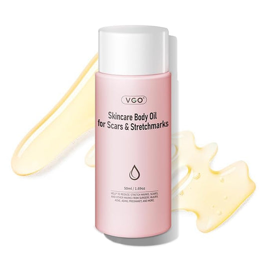 VGO Body Oil with Vitamin E, After Shower Body Oil For Smooth and Hydrated Skin, Non-Greasy & Fast Absorbing Lightweight Moisturizer for Scars & Stretch Marks, Hydrating for Dry Sensitive Skin