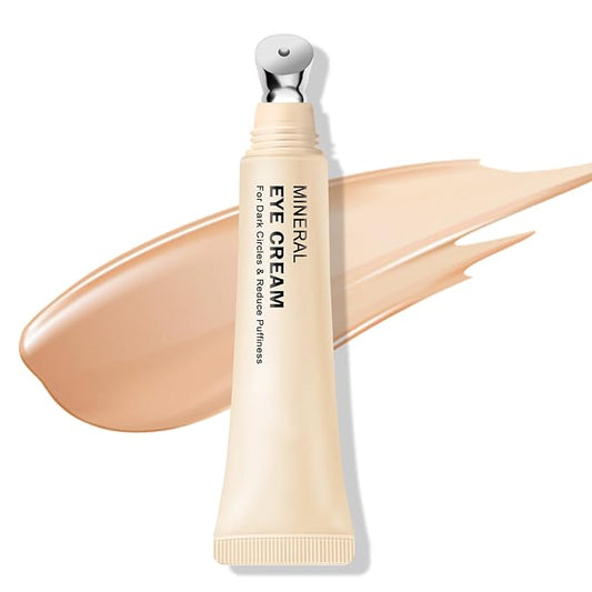 CAHIUYOA Mineral Sun Screen Eye Cream Under Eye Cream for Dark Circles and Fine Lines Travel Size Mineral Eye Cream - 02 Medium