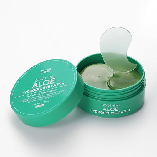tenzero Soothing Aloe Hydrogel Eye Patch (60 pairs, 90g), Aloe Vera Treatments for Puffy Eye, Fine Lines, Soothing, Eye Puffiness Reducer, Hydrating Eye Pads, Korean Under Eye Masks Skincare