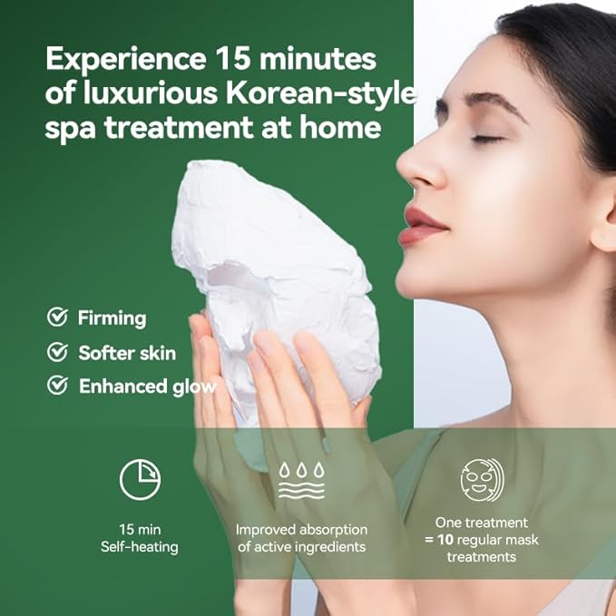 Facial Mummy Mask SPA Deep Hydration,Elasticity & Anti-Aging with 3 Types of Collagen,Self-Heating in 15 Mins,3D Lifting & Firming, Home Skincare for Tight,Youthful,Glowing Skin