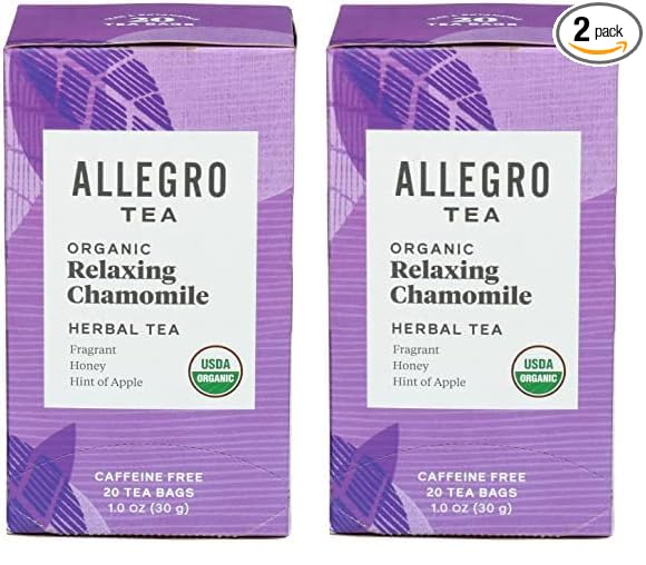 Allegro Tea, Organic Relaxing Chamomile Tea Bags, 20 ct (Pack of 2)
