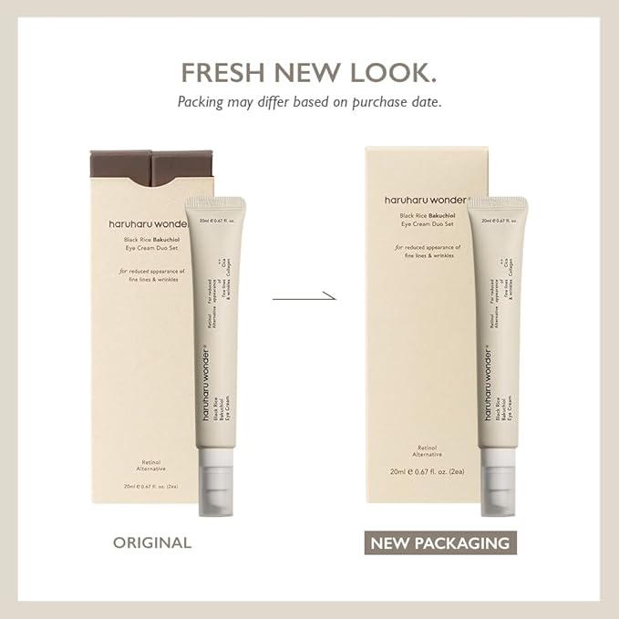 HARUHARU wonder Black Rice Bakuchiol Eye Cream 0.67 fl.oz (Pack of 2) | Wrinkle Care, Natural Retinol Alternative | Cruelty Free