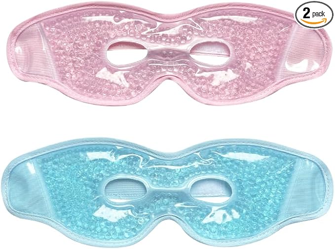 2 PCS Gel Eye Mask,Reusable,for Dark Circles,Dry Eyes,Headaches,Puffiness,Stress,migraines,Eye Bags.Allergies,Sinus discomfort,migraines (03-Pink & Blue)