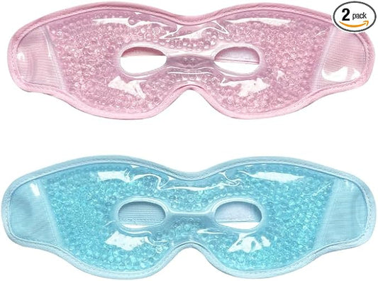 2 PCS Gel Eye Mask,Reusable,for Dark Circles,Dry Eyes,Headaches,Puffiness,Stress,migraines,Eye Bags.Allergies,Sinus discomfort,migraines (03-Pink & Blue)