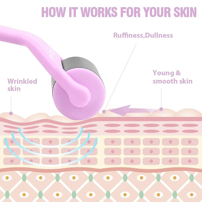 Hilph Ice Roller for Face Metal, Stainless Steel Ice Face Roller for Skin Care, Cold Facial Massager Roller for Puffiness, Eye Bags, Wrinkles, Fine Lines Anti-Aging (Purple)