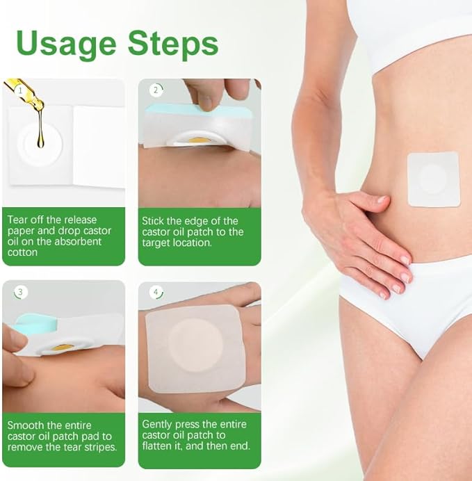 50 PCS Empty Disposable Castor Oil Patches, Upgraded Leak-Proof Self-Adhesive Castor Oil Belly Button Patch, Portable, Suitable for People of All Ages (Oil-Free)