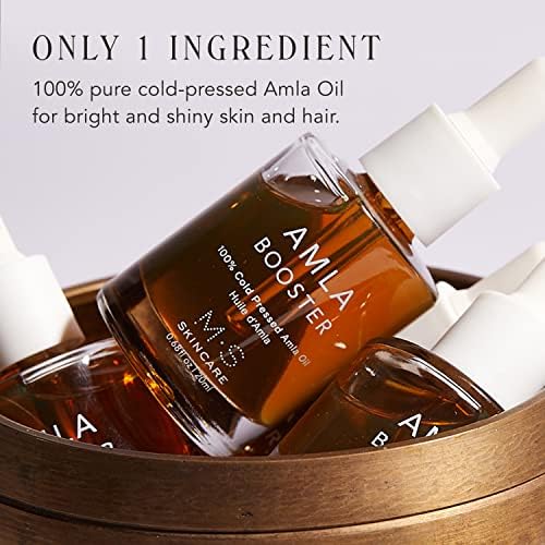 Amla Booster Oil, 100% Cold Pressed Amla Oil, Vegan Skincare, 0.68 fl oz Glass Bottle