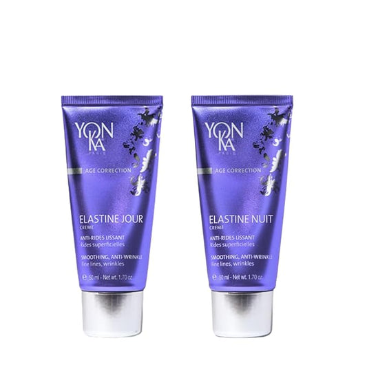 Yon-Ka Elastine Jour Day Anti-Wrinkle Facial Moisturizer and Eye Cream with Elastine Nuit Anti-Wrinkle Night Cream, 50 ml