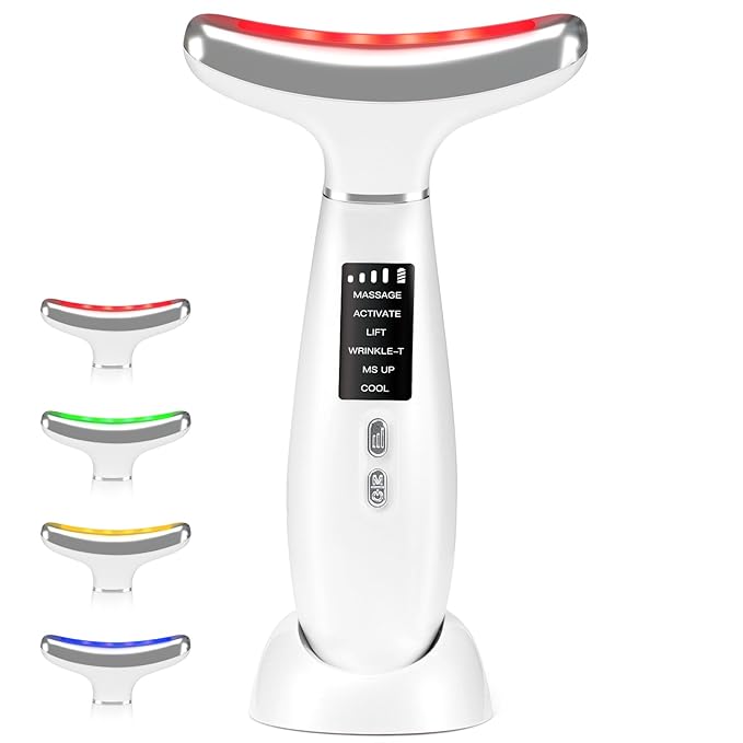 Red light therapy for face,Facial Massager,skin Care Tool,for Anti-Aging, at home,Lifting and Tightening Sagging Skin (Pearl White)