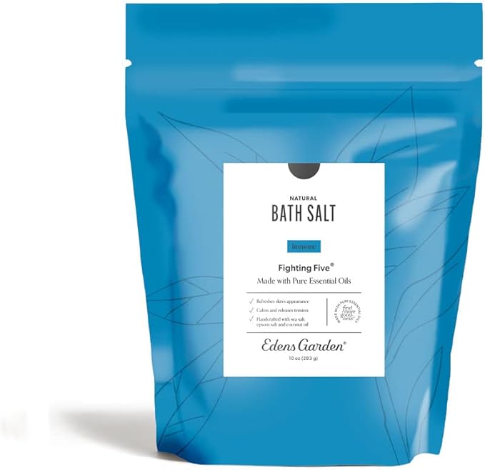 Edens Garden Fighting Bath Salt Soak – Immunity Blend with Pure Essential Oils, Epsom & Dead Sea Salt with Magnesium – Natural Relief, Wellness & Relaxation Bath Salts for Women & Men, 10 oz (283 g)