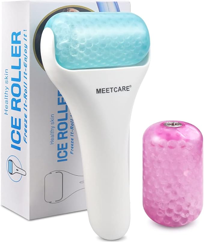 Mute Ice Roller for Face with 2pcs Roller for Skin Care - Long Cooling Face Massager for Eye Puffiness Relief and Dark Circles - Cold Therapy for Migraines - Shrink Pores,Tighten Skin