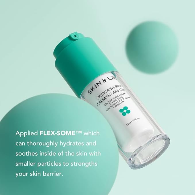 [SKIN&LAB] Tricicabarrier Calming Ampoule | Daily Facial Serum | Contains Centella Asiatica, Tea Tree and Houttuynia Cordata | Calming Sensitive, Oily Acne-Prone Skin | 1.18 Fl Oz