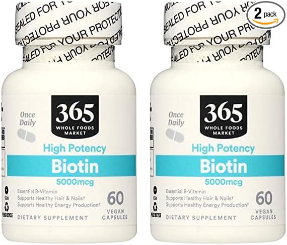 365 by Whole Foods Market, Biotin 5000MCG, 60 Count (Pack of 2)