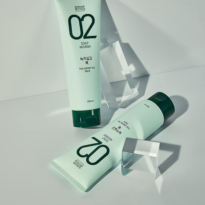 AMOS PROFESSIONAL Korean Green Tea Nourishing Hair Mask 8.45 oz (250ml) | Deep Conditioning Treatment for Hair Growth and Moisture