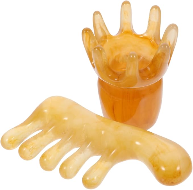 GLEAVI 2pcs Resin Massage Comb Gua Sha Comb for Scalp Deep Tissue Massage Comb Chinese Scalp Acupunctures Scalp Massage Guasha Scraping Scalp Comb Head Massage Hair Beeswax Resin China