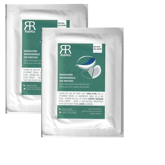 2 Pack Dissolving Microdart Eye Patches with Hyaluronic Acid & Peptides - Target Fine Lines & Wrinkles, Hydrate & Rejuvenate Skin, 2 Pair