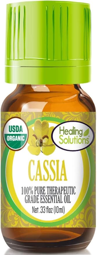 Healing Solutions Oils - 0.33 Cassia Essential Oil Organic, Undiluted, Pure Cassia Oil for Skin, Diffuser - 10ml