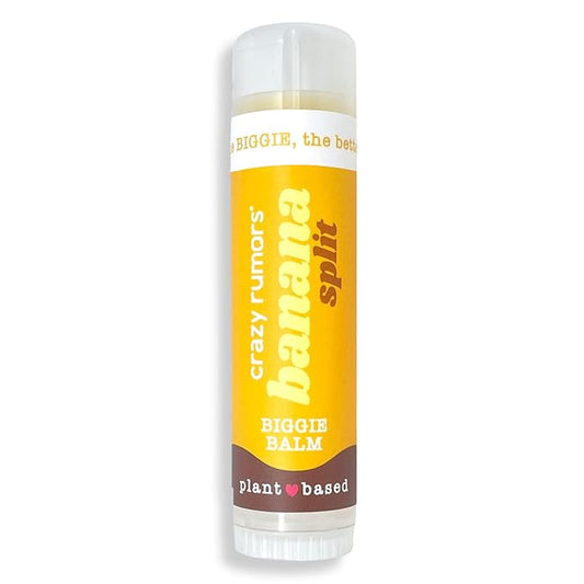 Crazy Rumors Biggie Banana Split Flavored All Natural, Plant Based Lip Balm to Moisturize and Nourish your Lips - Banana Split tube 0.6 oz (4x Larger than standard 0.15 oz lip balm)