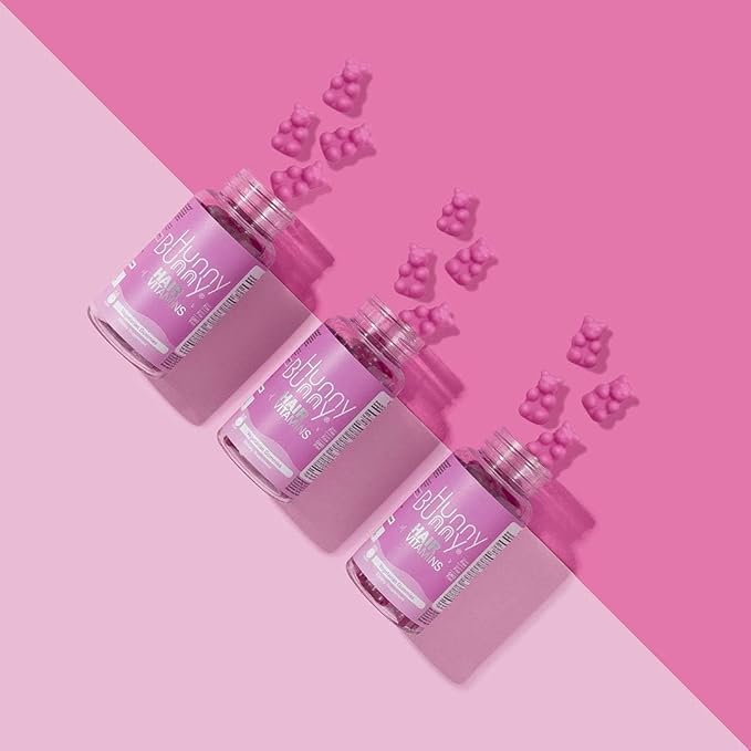 Hunny Bunny Hair Vitamin Biotin Gummies - Biotin Supplement with Vitamin A, C, D, E, B6 – Hair Growth, Skin, Nail Vitamins - Non GMO, Gluten Free – 60 Gummies