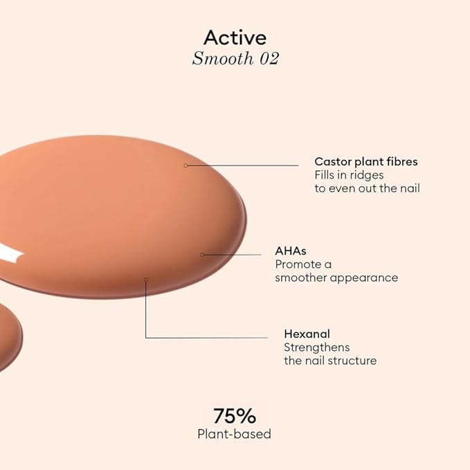 Manucurist Active Smooth 02 Nail Concealer Polish & Care - 2 in 1 Nude Nail Polish : Nail Strengthener and Growth - Nail Concealer - Ridge Filler for Nails - Natural Nail Polish - Golden Finish
