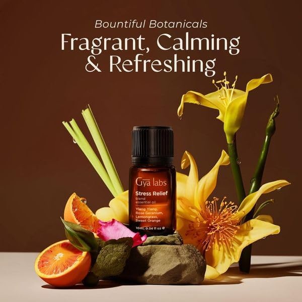 Gya Labs Stress Relief Essential Oil Blend for Diffuser & Aromatherapy - 100% Pure Natural Stress Relief Oils for Calming Diffusion, Soothing & Self-Care (0.34 Fl Oz)