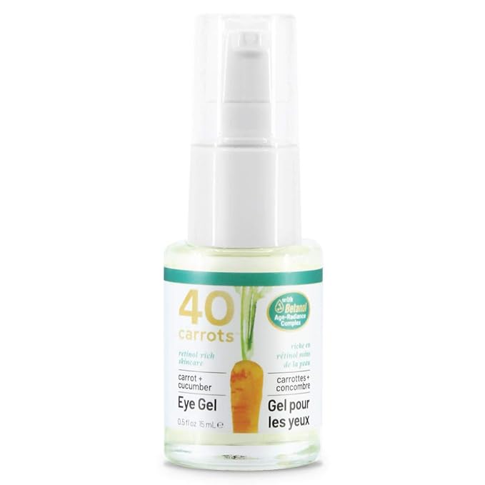 40 Carrots Carrot & Cucumber Eye Gel with Retinol for All Skin Types - Smooths Fine Lines & Reduces Wrinkles, Crow's Feet, Dark Circles, Under Eye Bags | Paraben Free (0.5 fl oz)