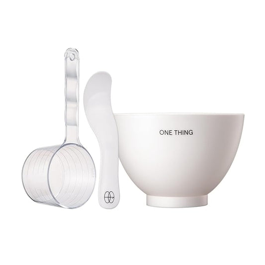 ONE THING Modeling Mask Silicone Mixing Bowl & Spatula & Measuring Cup Set 1 Count White | Facial Tool Kit for Modeling Clay Mud Peel Off Mask, Reusable Stick, Large Size Cup, Durable, Easy to Clean
