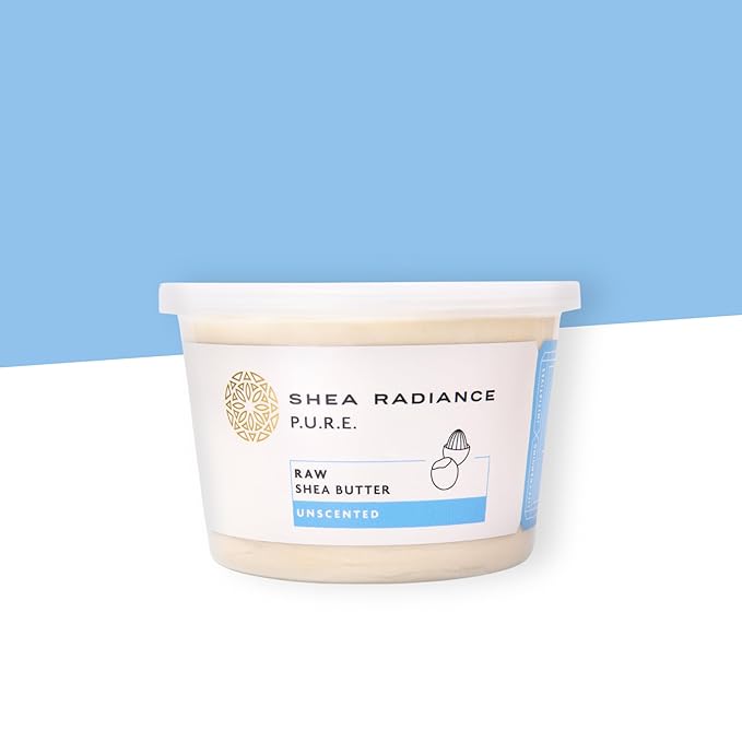 Shea Radiance P.U.R.E Raw Shea Butter | 100% Natural & Unrefined Body Butter | Soothes, Softens, & Increases Collagen | Long Lasting Moisture | Moisturizer for Sensitive Skin | Unscented (14 oz)