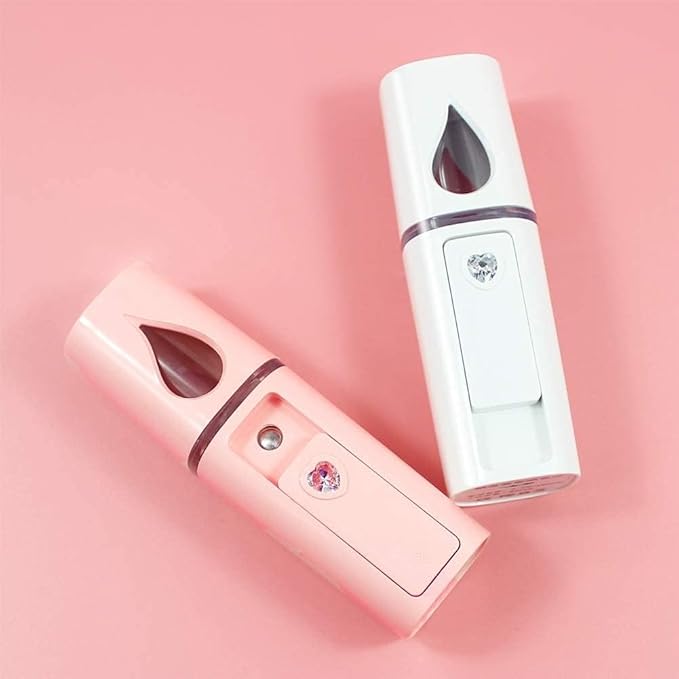 2 Pieces Handy Nano Mist Sprayer Portable Nano Facial Mister Face Steamer Atomization Mini Eyelash Extensions USB Rechargeable Moisturizing & Hydration for Skin Care (2 Pink)