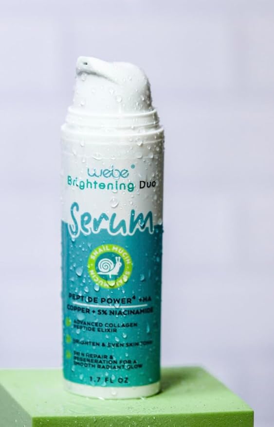 WEBE Brightening Duo Face Serum with Snail Mucin, Niacinamide, Copper Tripeptide-1, Hyaluronic Acid & Peptides – Hydrating, Brightening, and Firming Serum for Radiant Skin